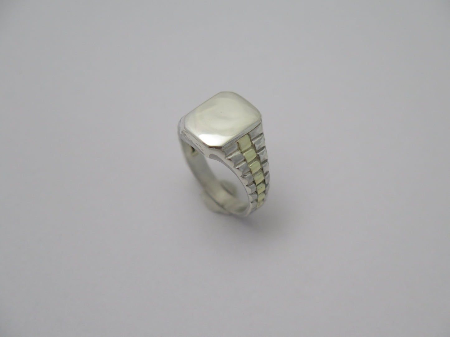 schakelring - zilver & goud