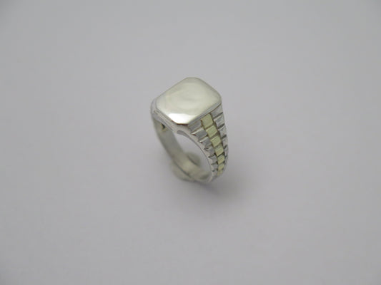 schakelring - zilver & goud